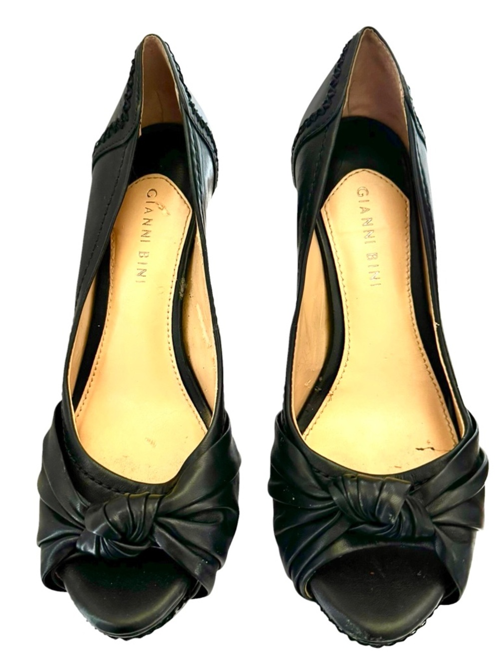 Gianni Bini Black Leather Platform Heels Size 8